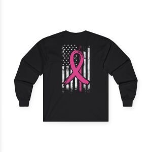 Patriotic Breast Cancer Awareness Unisex Long Sleeve Tee